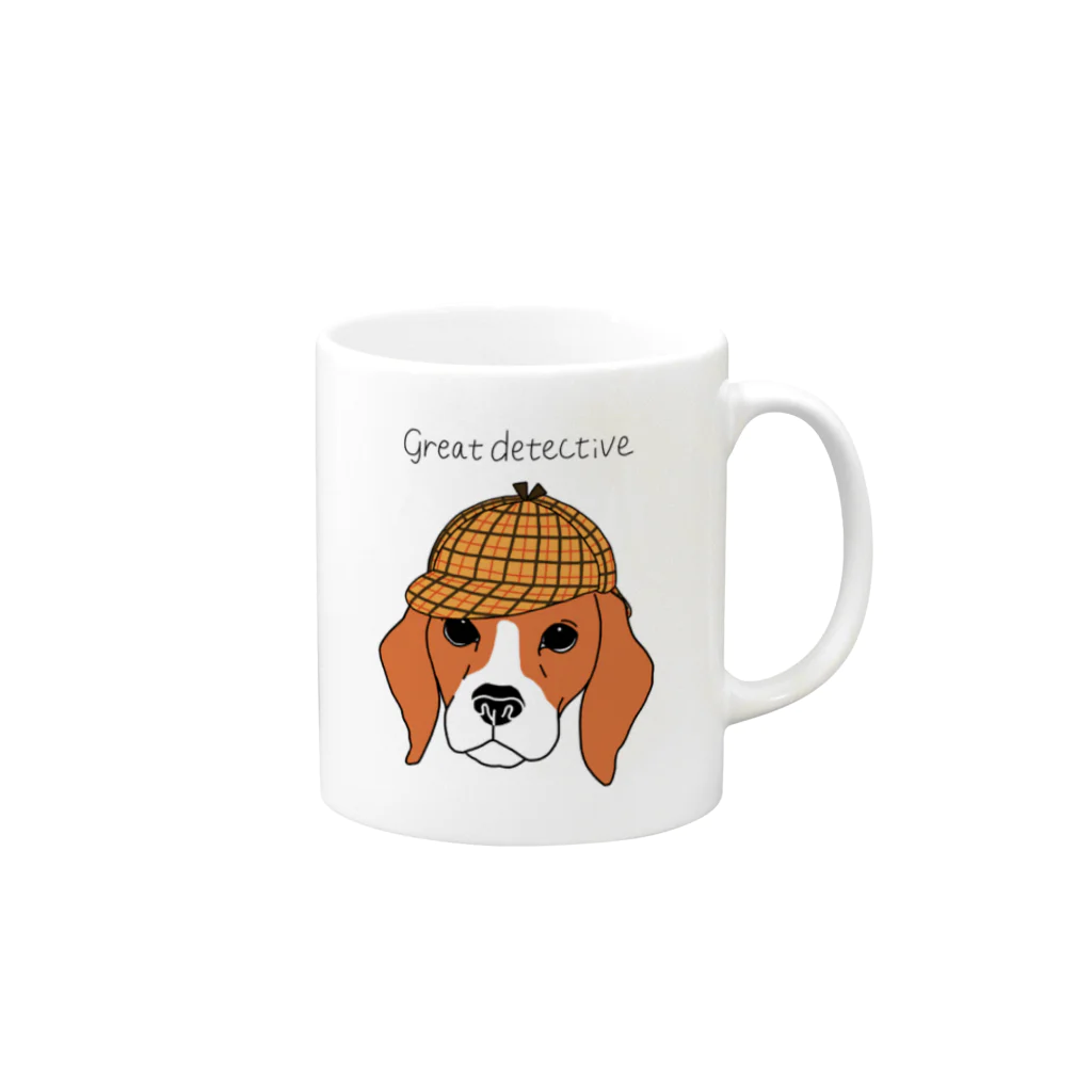 はねまる ショップのgreat  detective beagle Mug :right side of the handle