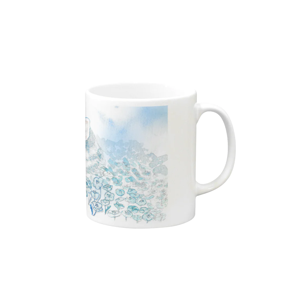 TrueBlueのこじかとネモフィラマグ Mug :right side of the handle