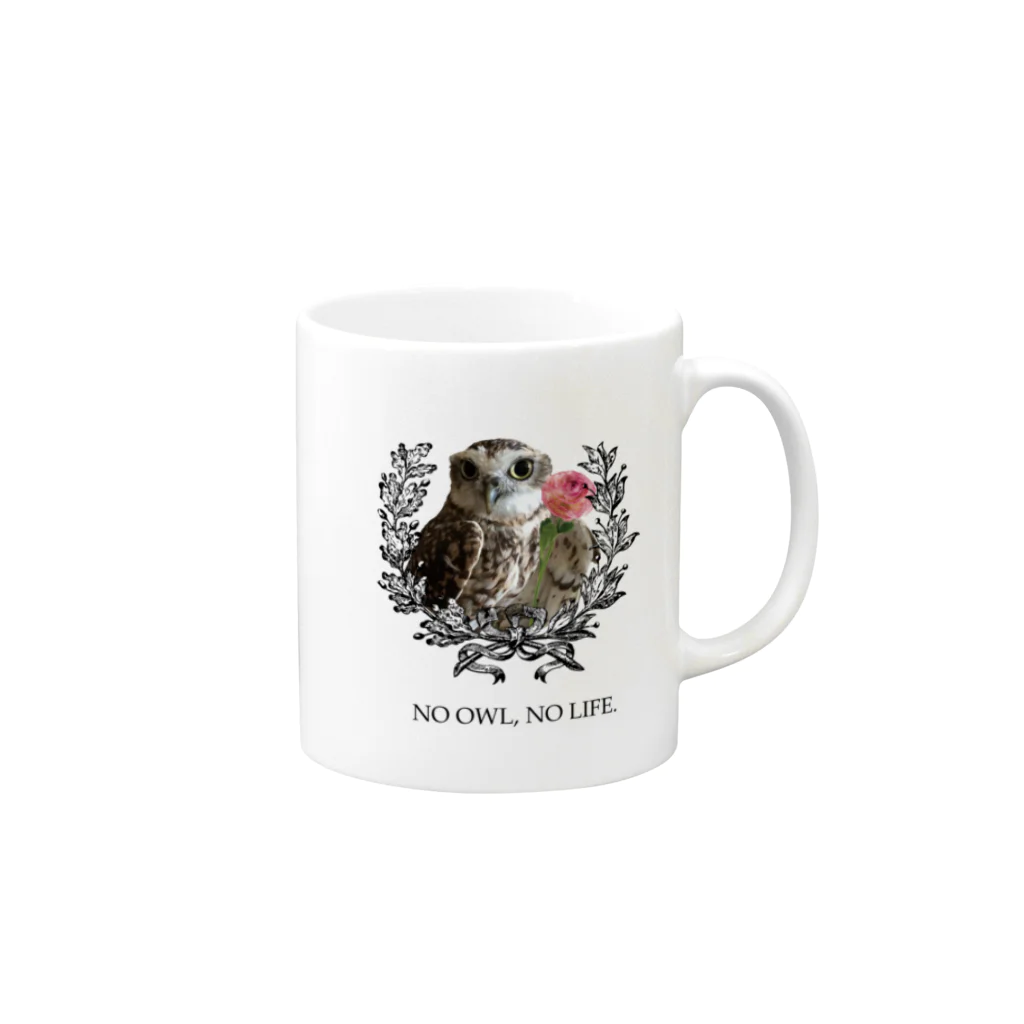 Pulmo（プルモ)のNO OWL, NO LIFE. Mug :right side of the handle