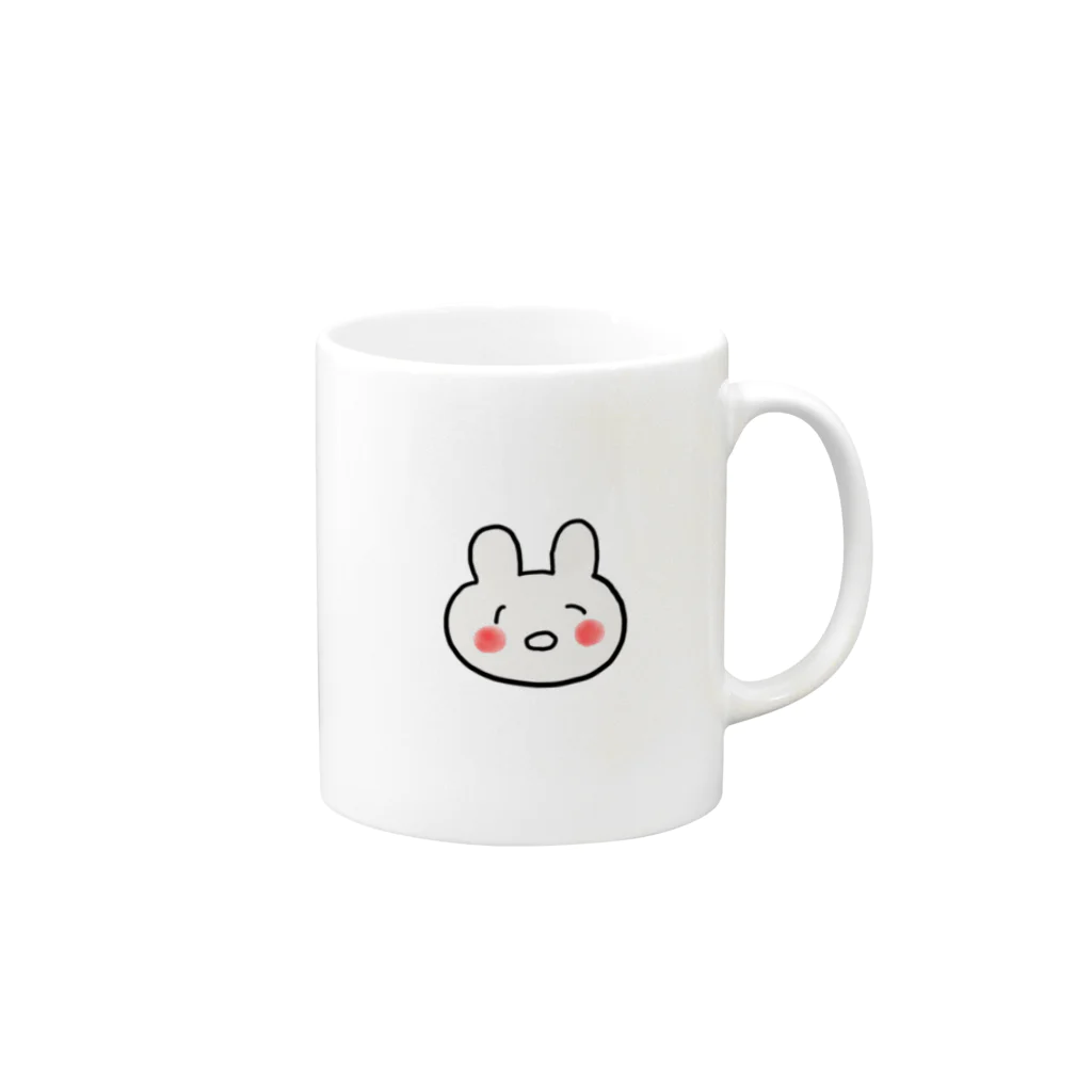 sacco's shopのうさぎのもふもふちゃん [ぽっ] Mug :right side of the handle