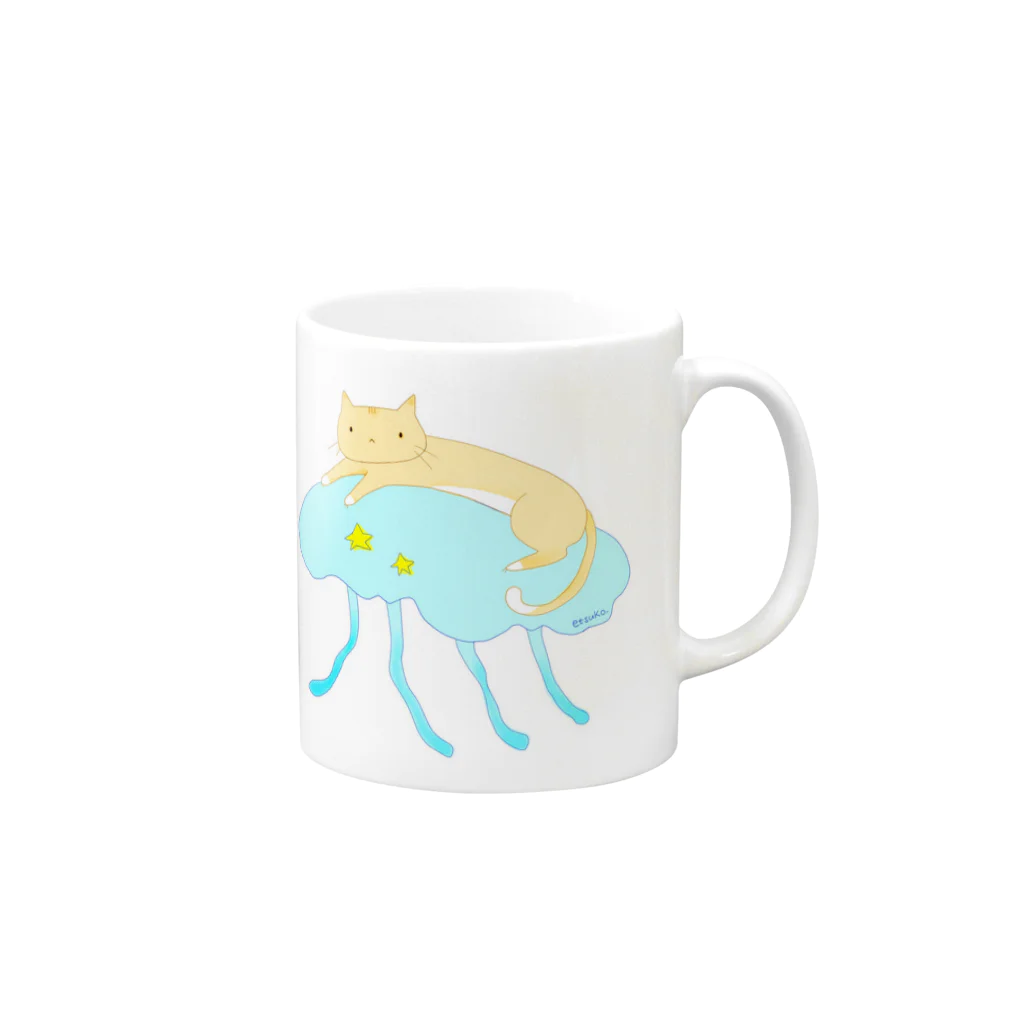 e-s00000のくらげねこ Mug :right side of the handle