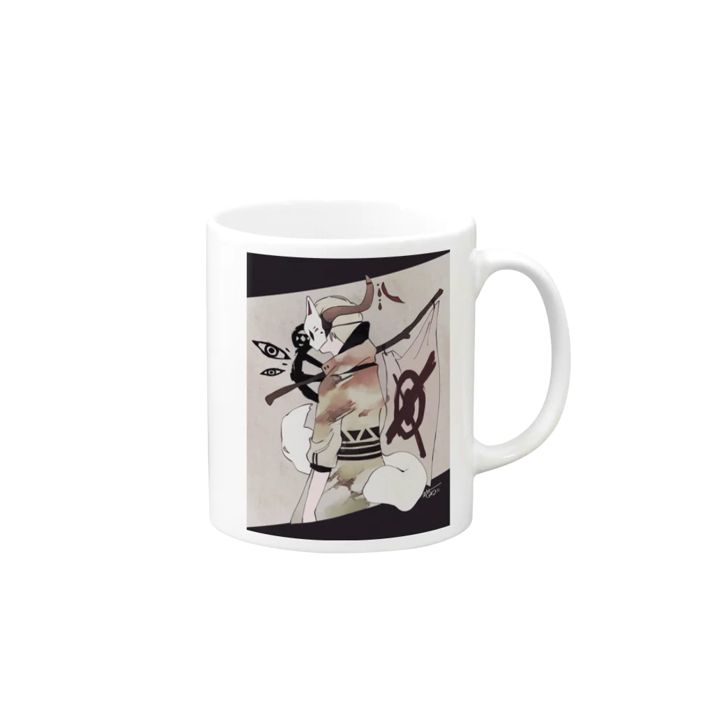 猫目くんのfossil Mug :right side of the handle