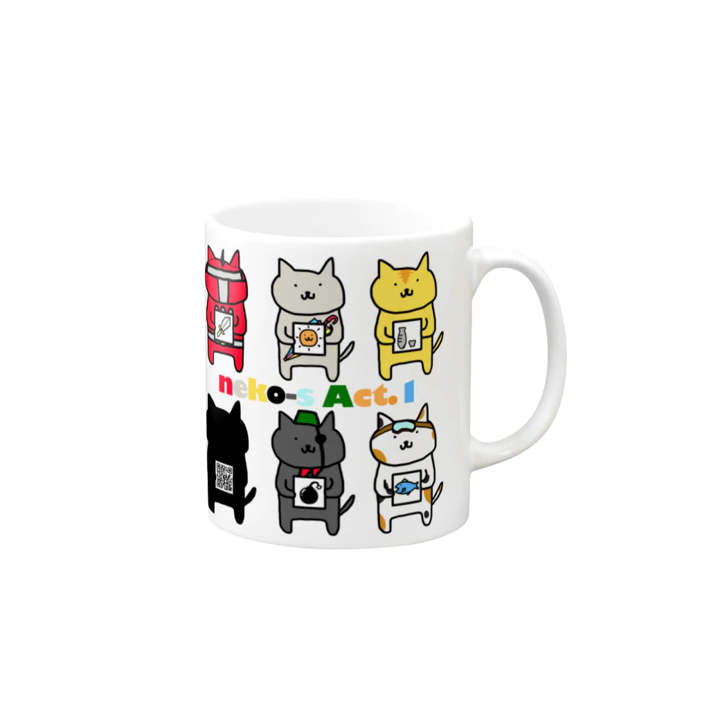 夏のどんぶり(ドンブリ)　ブラザーズ【ドンブラ】のneko-s Act.1 Mug :right side of the handle