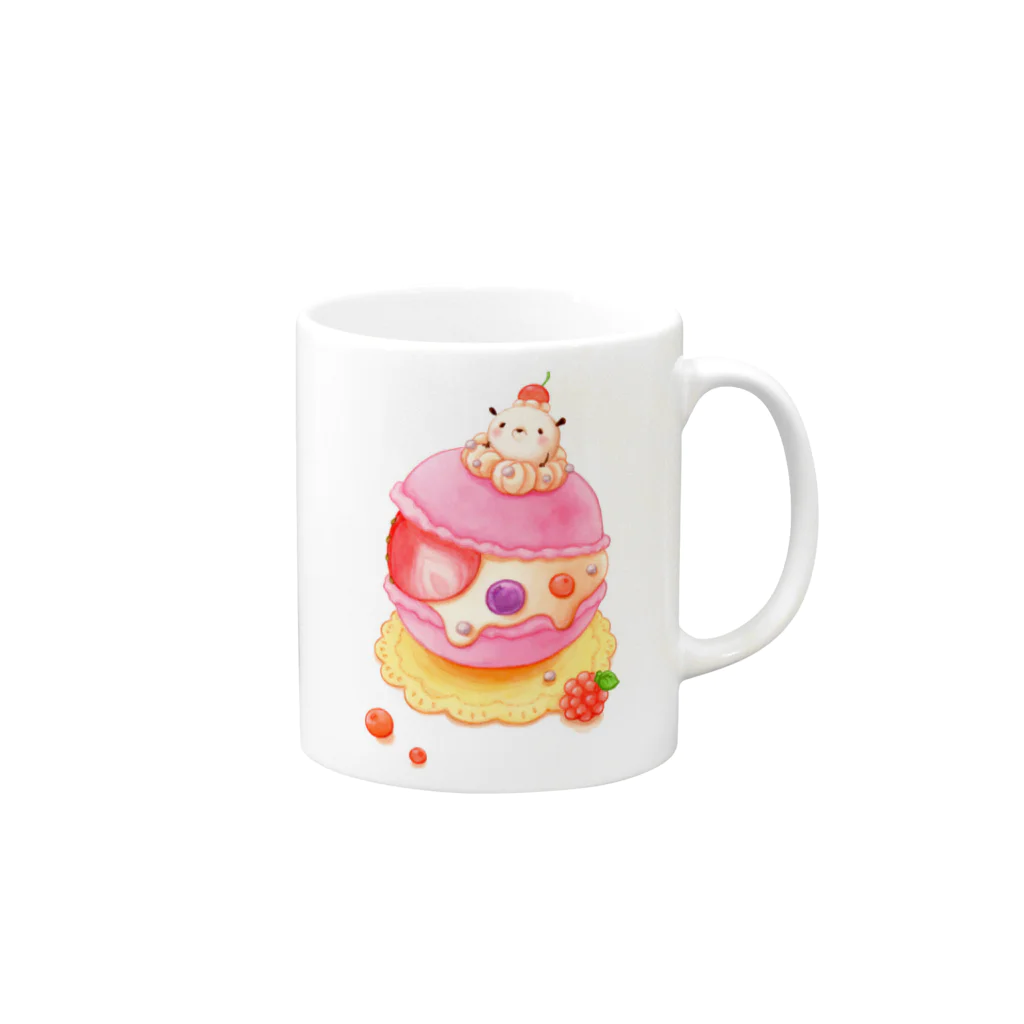 pocoehonのポコポコマカロン (w) Mug :right side of the handle