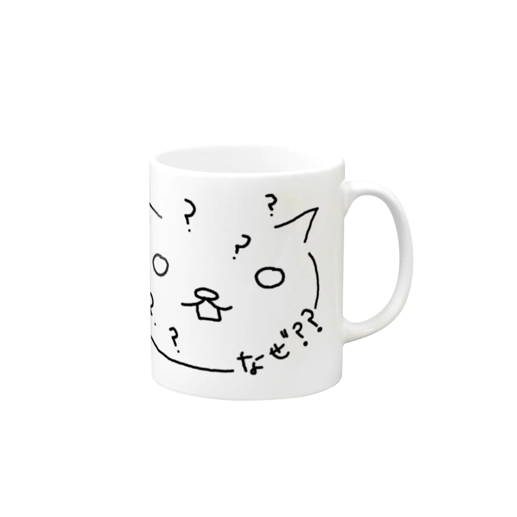 にゃろぬん(Nyaronun)のにゃろぬん「なぜ？？」グッツ！ Mug :right side of the handle