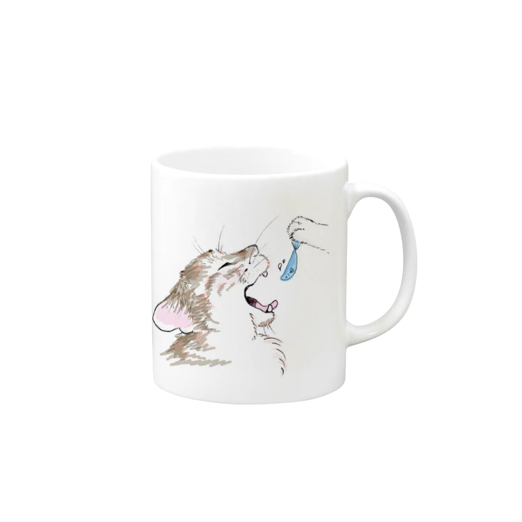 大福のねこ と さかな Mug :right side of the handle