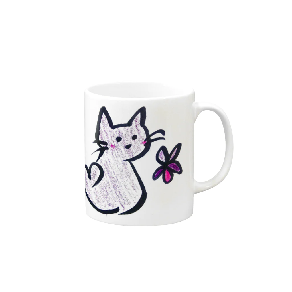 猫花すみれの猫とすみれ Mug :right side of the handle