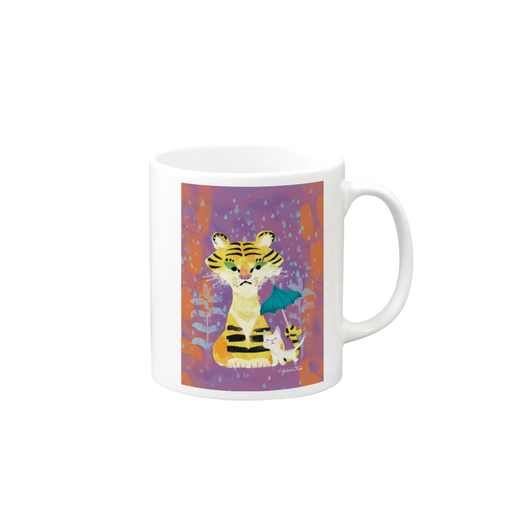 イラストレーター おおでゆかこのtiger & cat Mug :right side of the handle