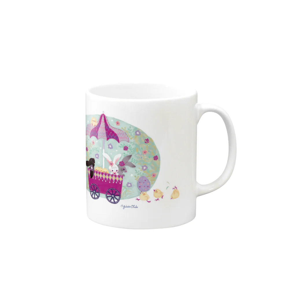 イラストレーター おおでゆかこのHappyEaster Mug :right side of the handle