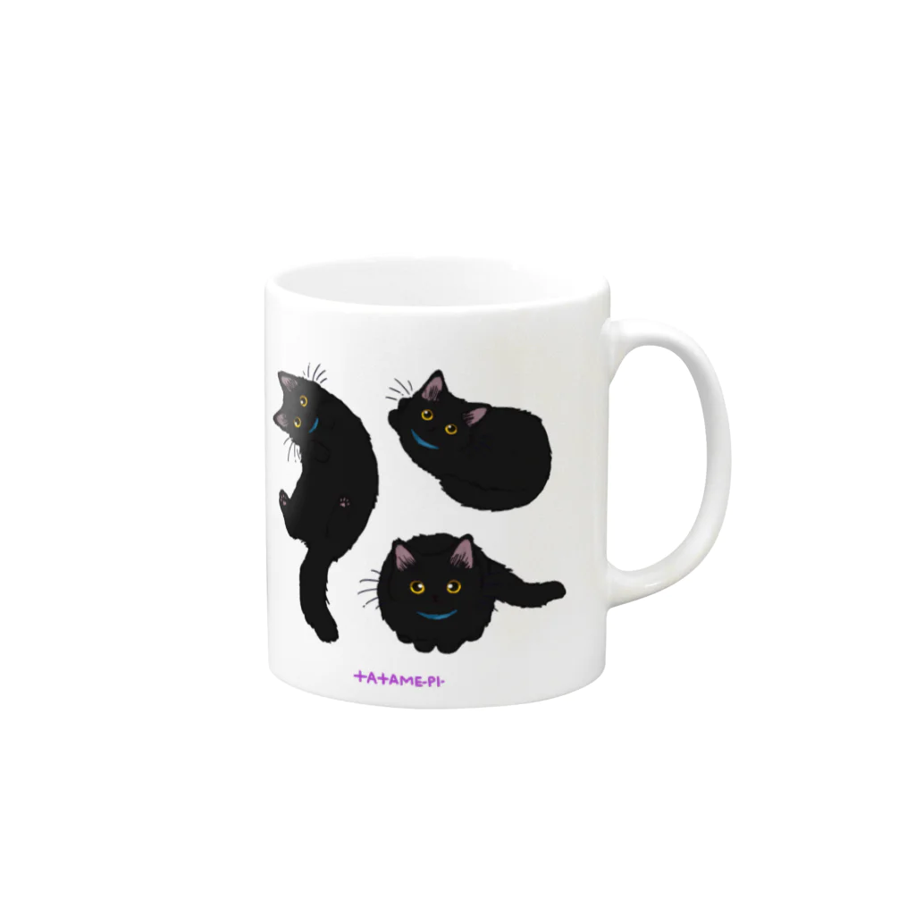 たたメーピーのたたメーピー 〈Black cats〉 Mug :right side of the handle