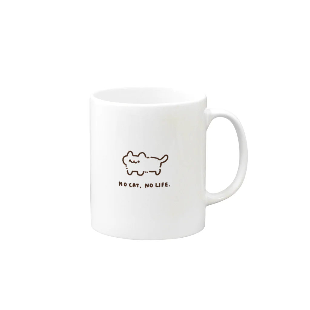 まよはうすのNO CAT, NO LIFE. Mug :right side of the handle