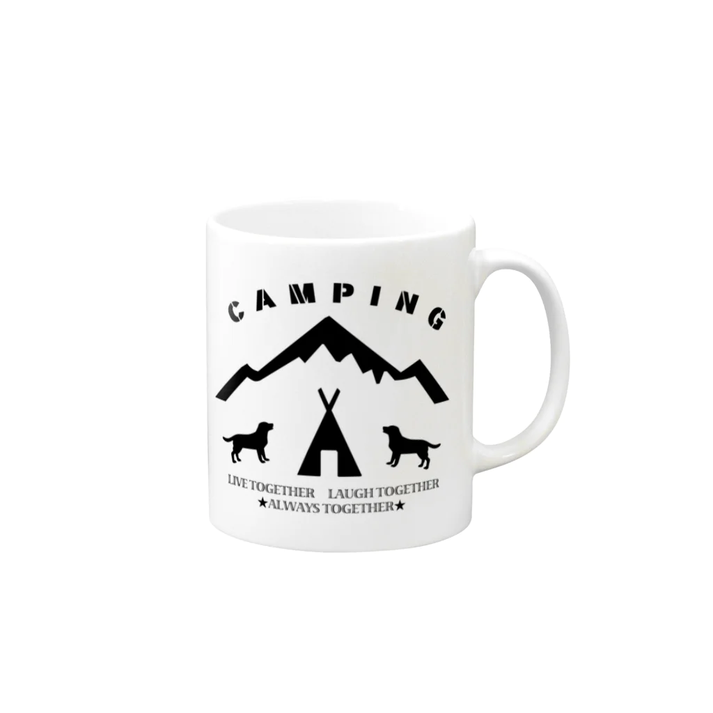 too muchの人間用のCAMPING　黒 Mug :right side of the handle