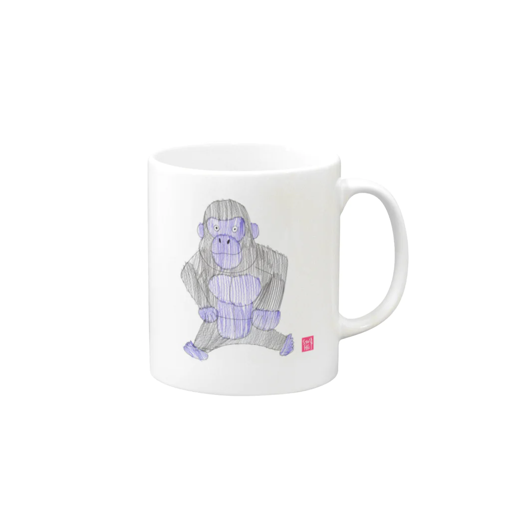 ★いろえんぴつ★のゴリラさん Mug :right side of the handle