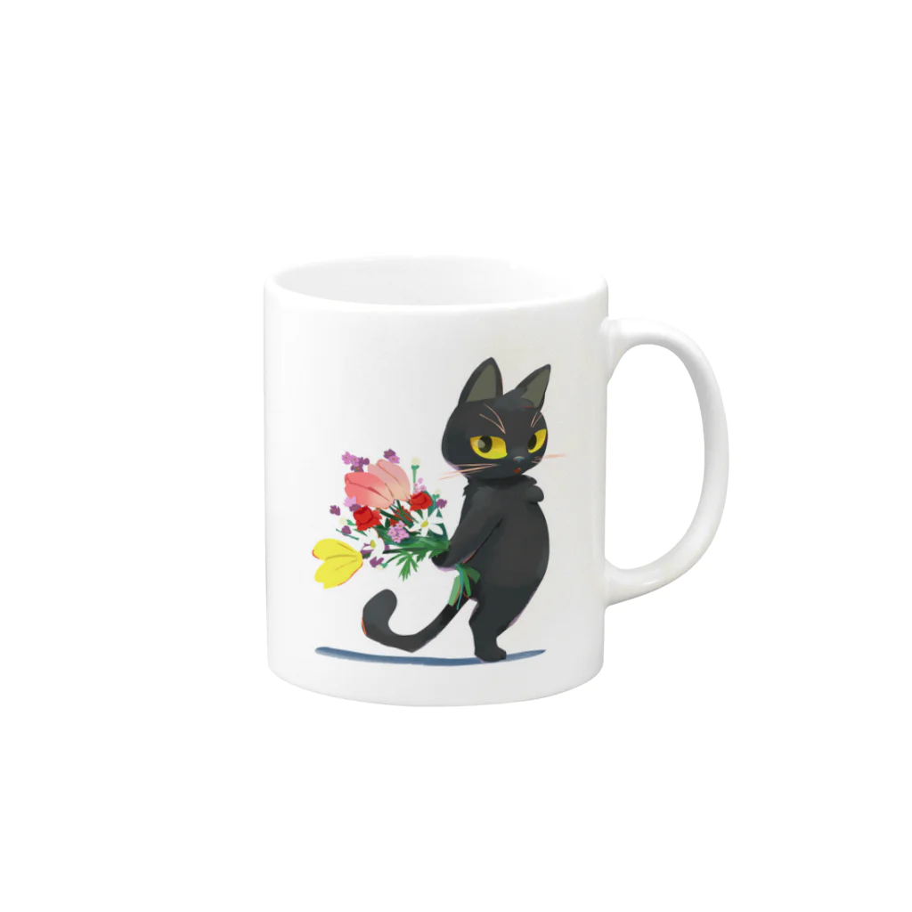 MARINAのthank you cat Mug :right side of the handle