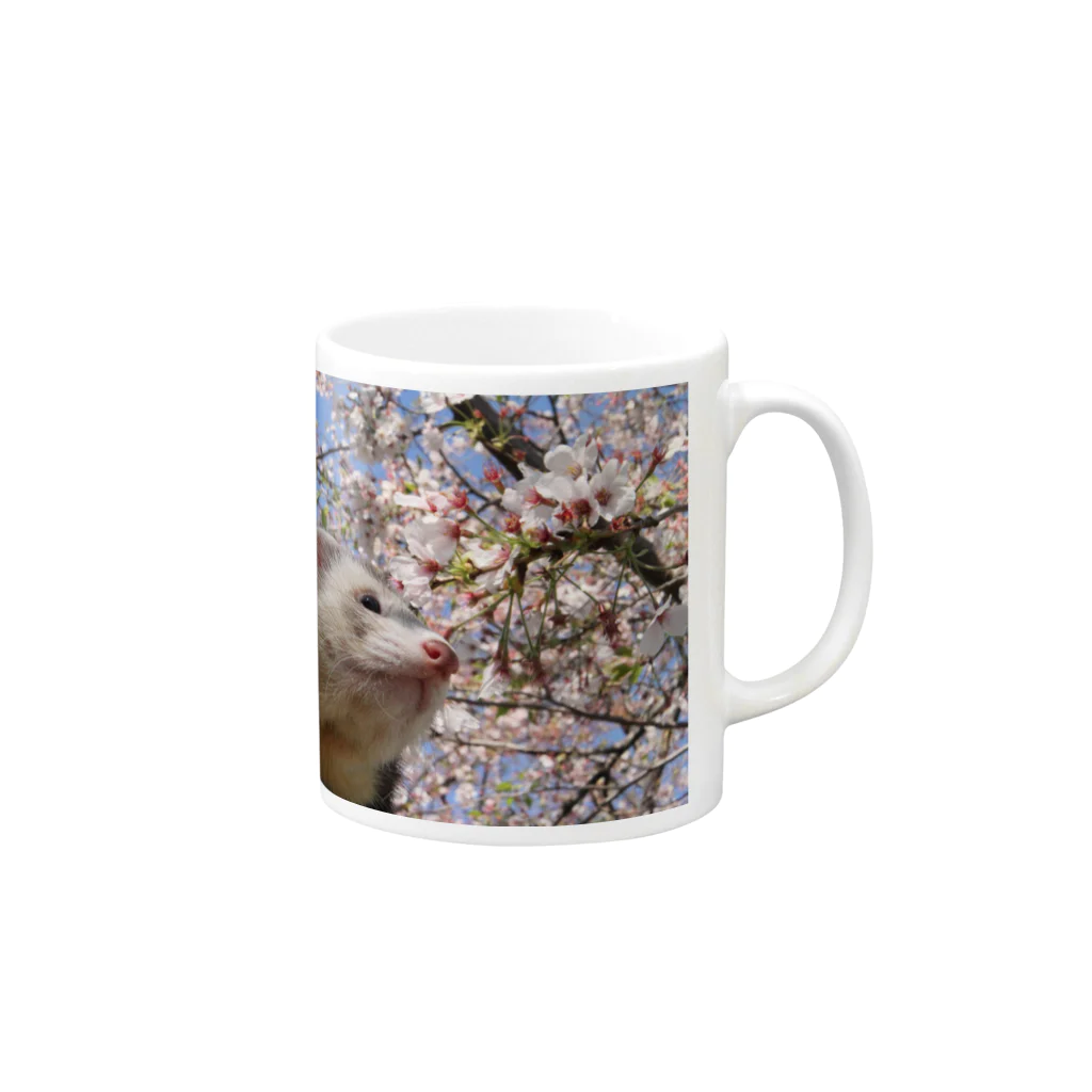 YuuriBの桜とフェレット Mug :right side of the handle