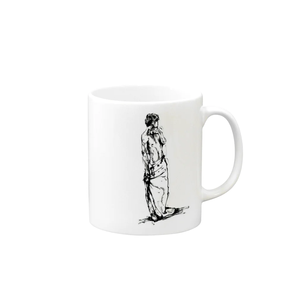 シシカバぐっずの半裸の男性 Mug :right side of the handle