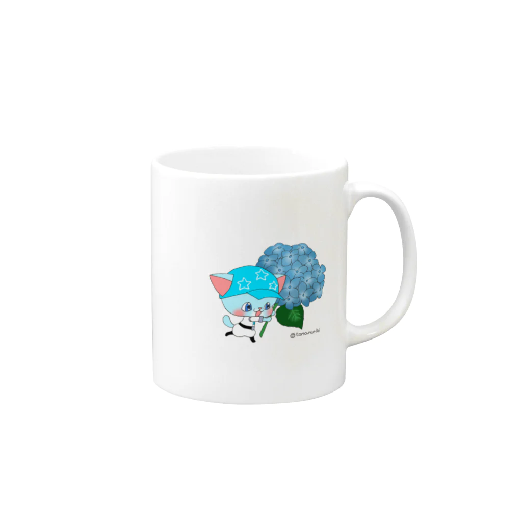 Cosmic TM colorsの紫陽花とテラ Mug :right side of the handle