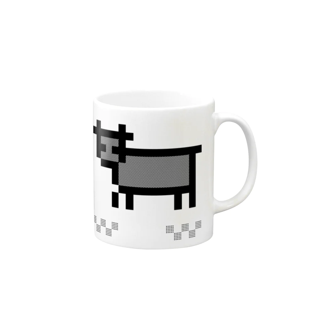 牛のTシャツ屋のpixel cow(black) マグカップの取っ手の右面