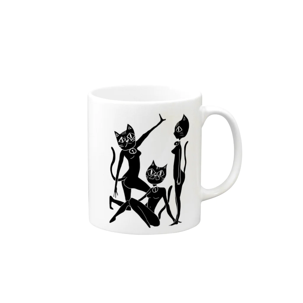 岡モトトロのにゃにゃにゃ Mug :right side of the handle