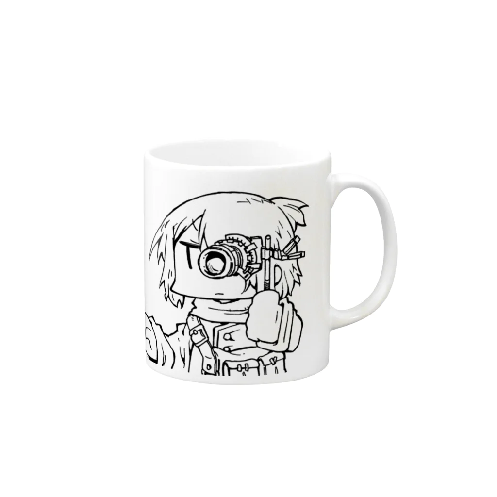 しろと助手くんの家猫工房ショップの03オリジナルキャラクターマグカップ（好事家） Mug :right side of the handle