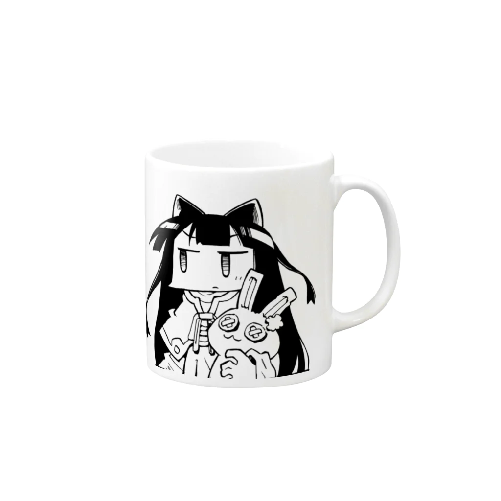 しろと助手くんの家猫工房ショップの08オリジナルキャラクターマグカップ（不思議ちゃん） Mug :right side of the handle