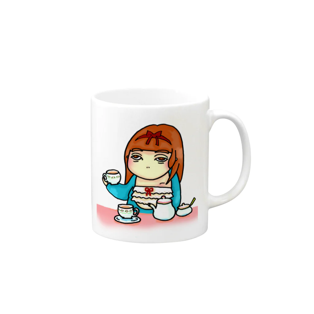 牛乳ミルクのホル子ちゃんのお茶会 Mug :right side of the handle