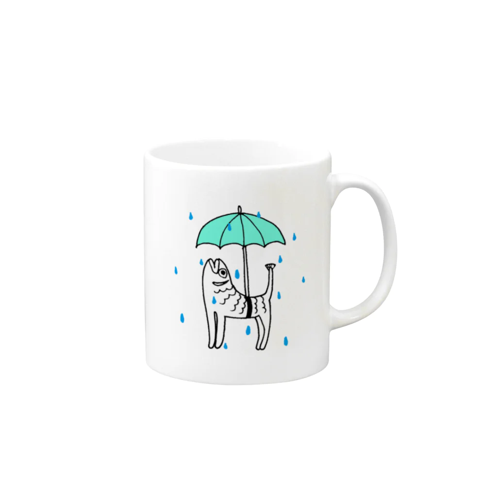 bulaitoの雨降り魚猫 Mug :right side of the handle