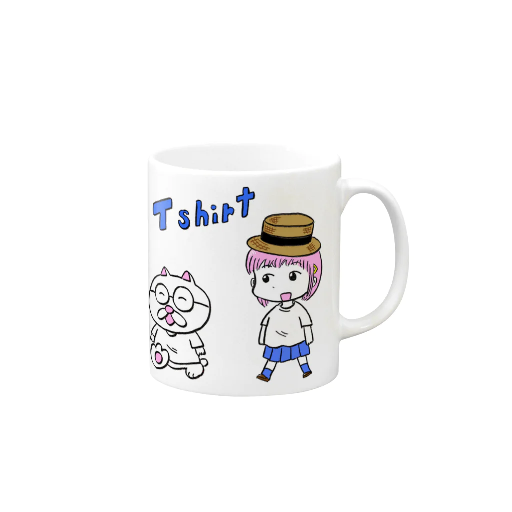 風見2のメガネコくんと女の子 Mug :right side of the handle