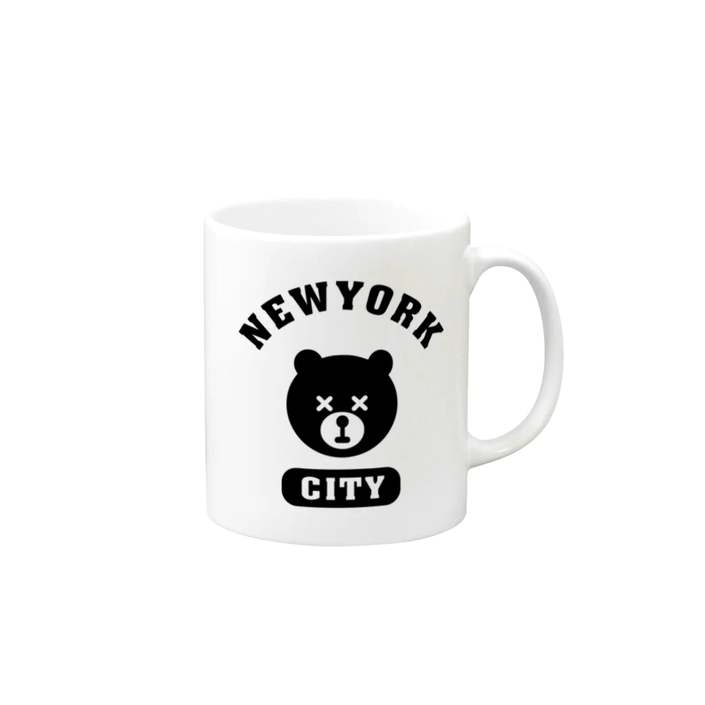 AliviostaのNYC BEAR ニューヨークシティベアー 熊 カレッジロゴ マグカップの取っ手の右面