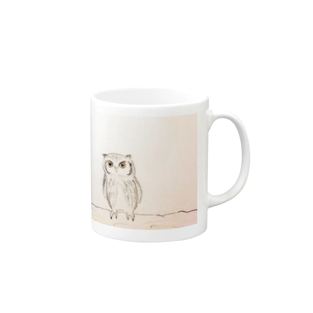 くろまのフクロウず Mug :right side of the handle