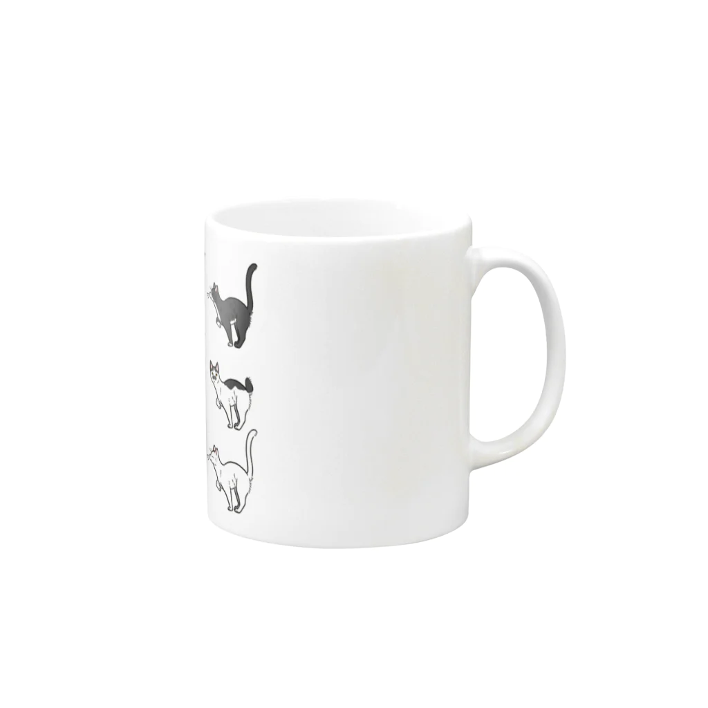 豆つぶのWhite spot Cat Mug :right side of the handle