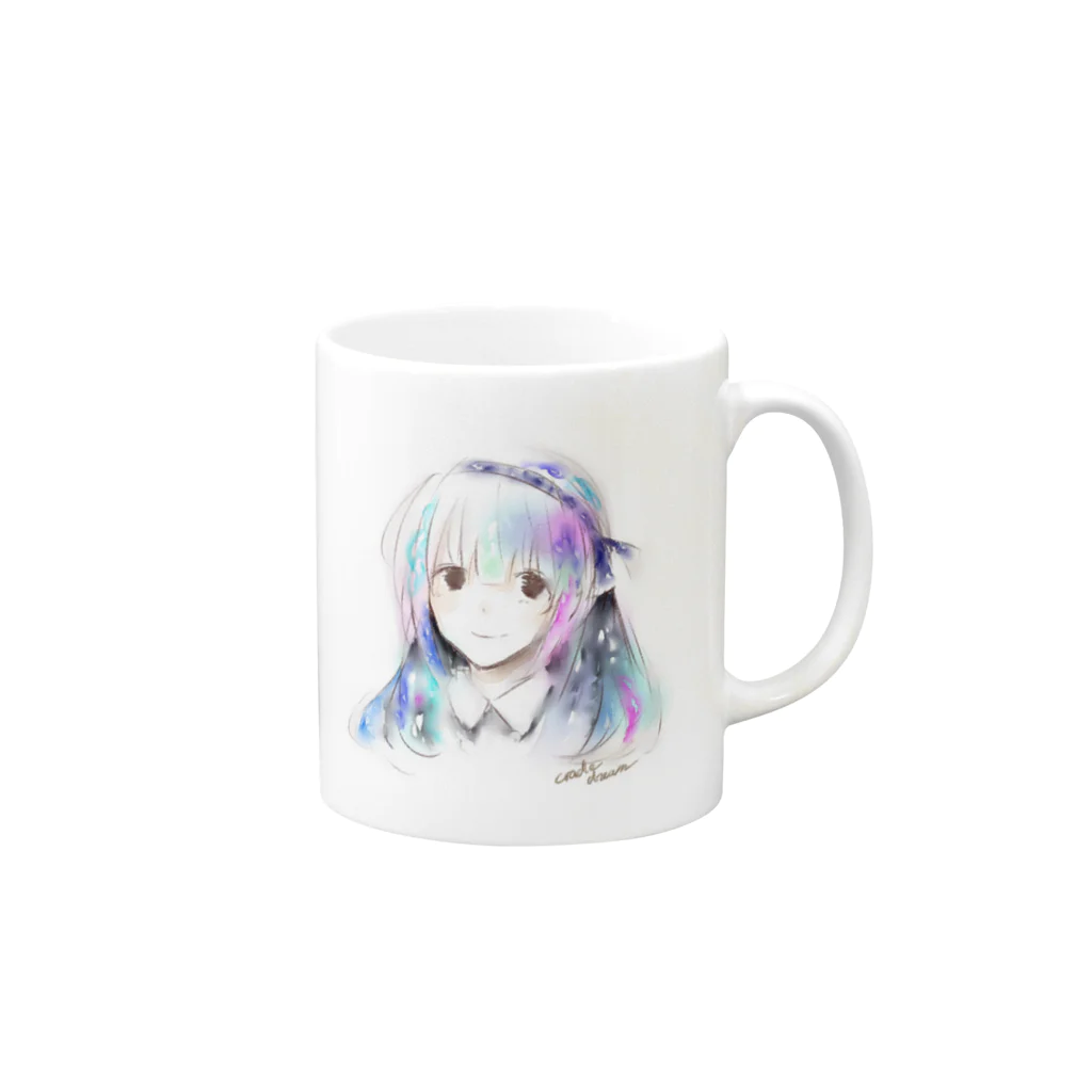 Lina@CRADLE DREAMの水彩女の子 Mug :right side of the handle