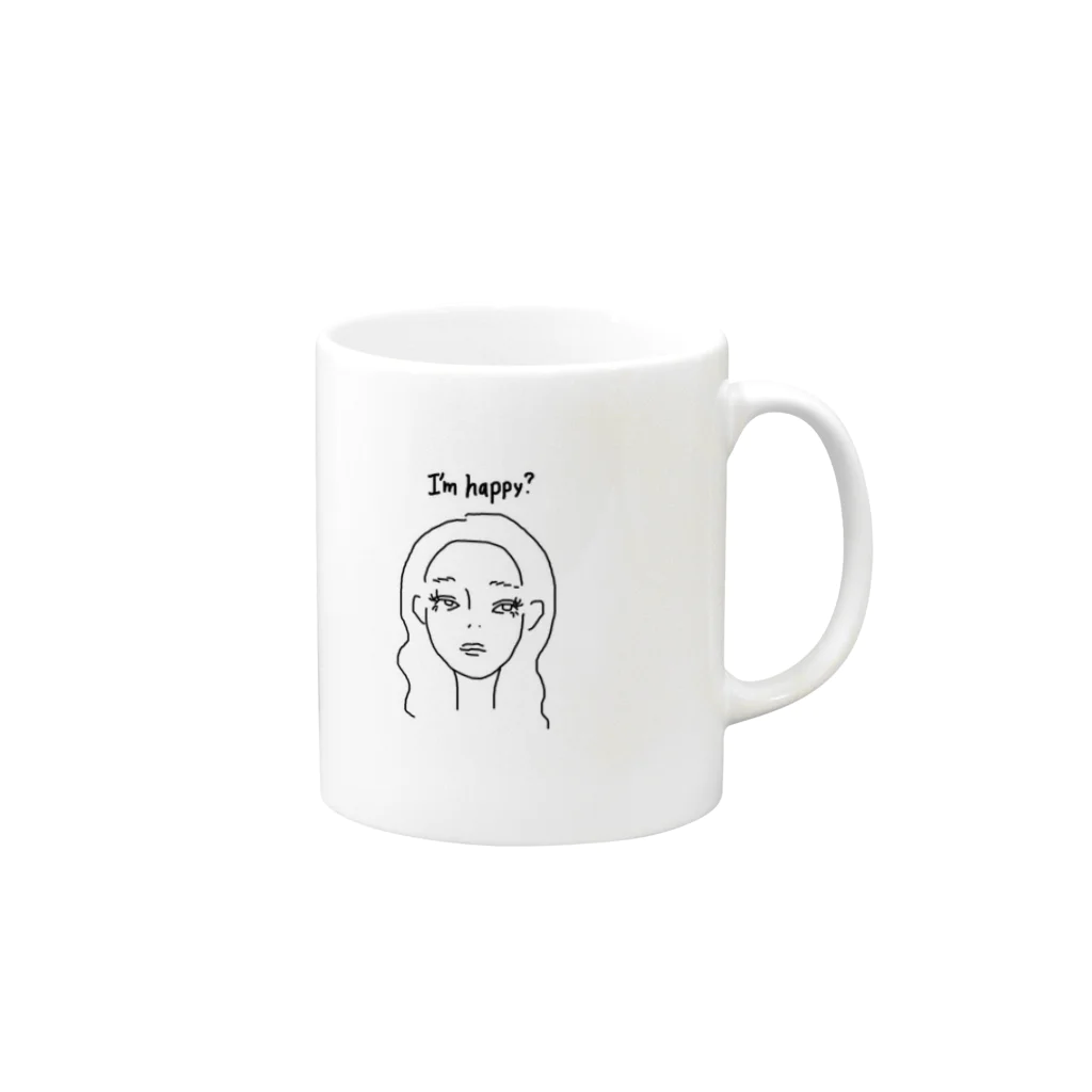 mau.のI'm  happy？ Mug :right side of the handle