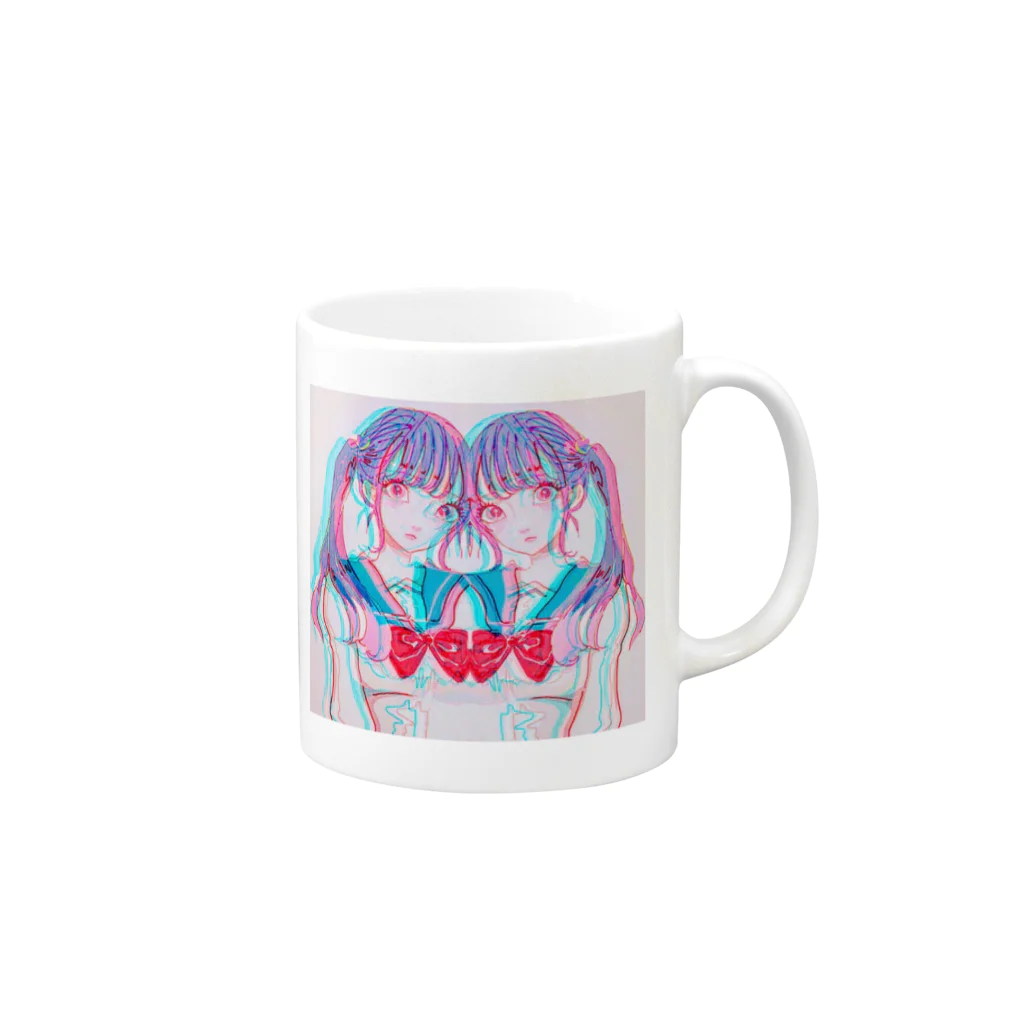 tmgの双子グリッチジョシ Mug :right side of the handle