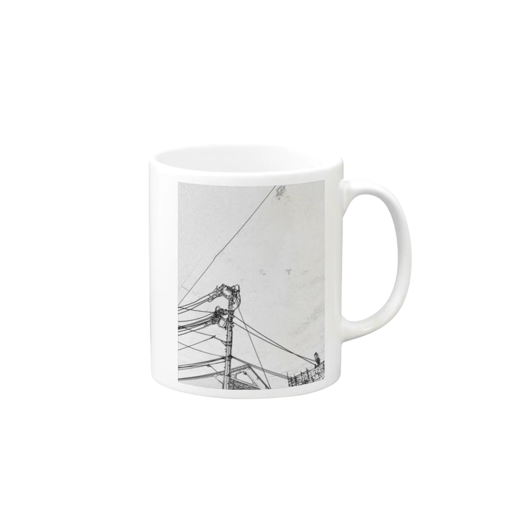 UYUの中継地点(点と線) Mug :right side of the handle