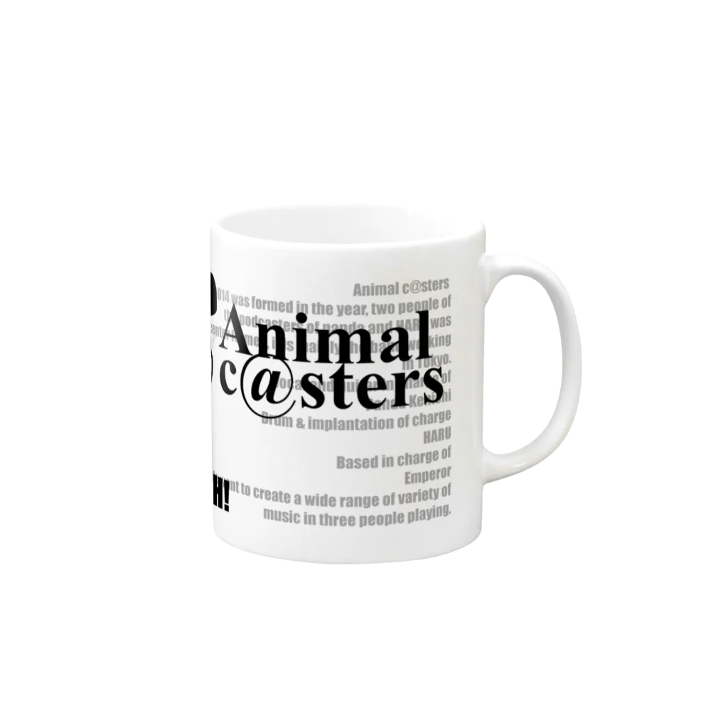 Animal c@sters バンドオリジナルグッズのAnimal c@sters ロゴ＆林檎 デザイン マグカップの取っ手の右面