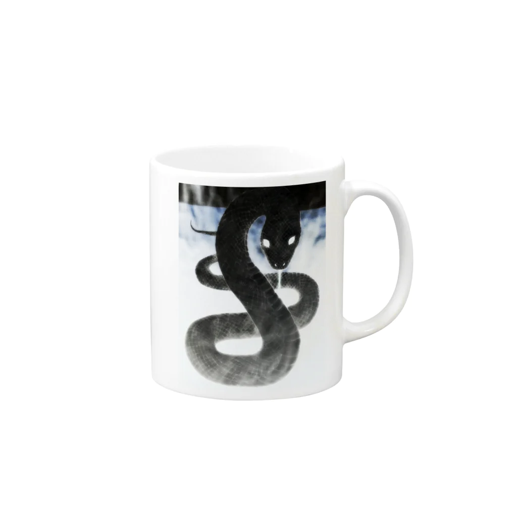 Michi Inabaの黒蛇力Black Snake Power Mug :right side of the handle