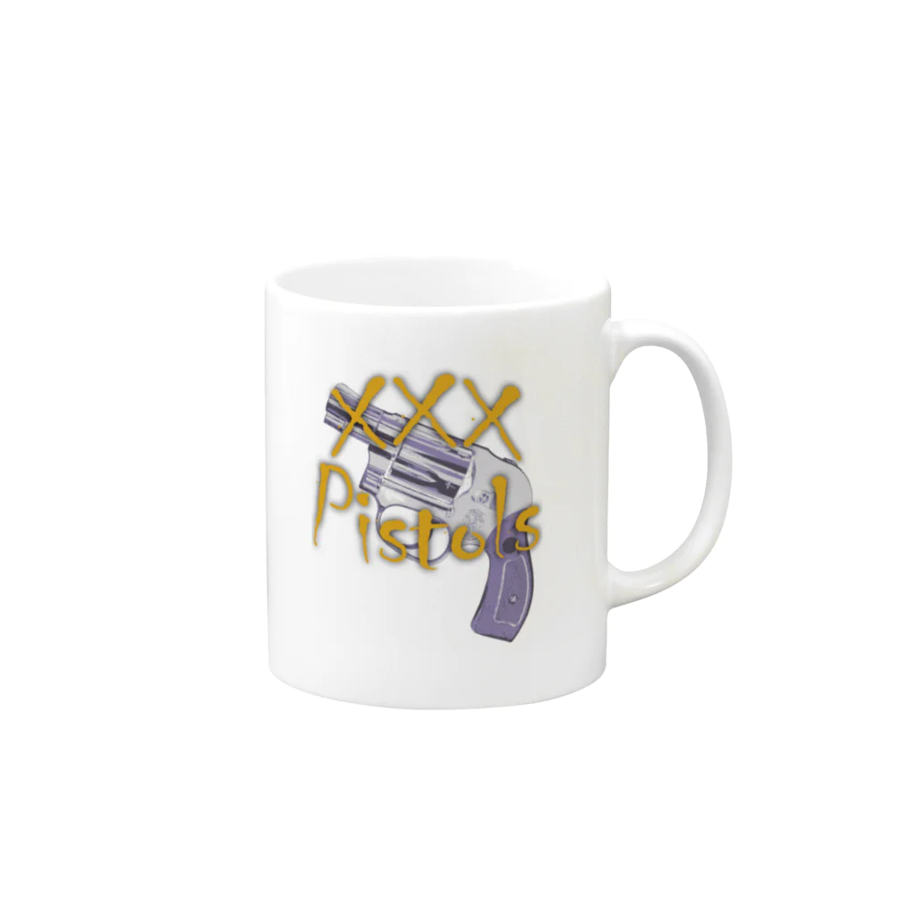 鐘真庵suzuri店のXXXpistols Mug :right side of the handle