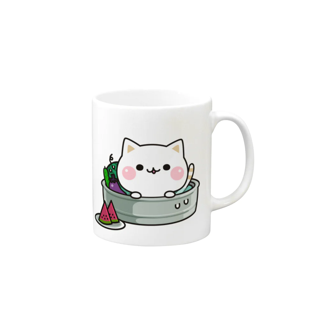 DECORの気づかいのできるネコ　夏ver. Mug :right side of the handle