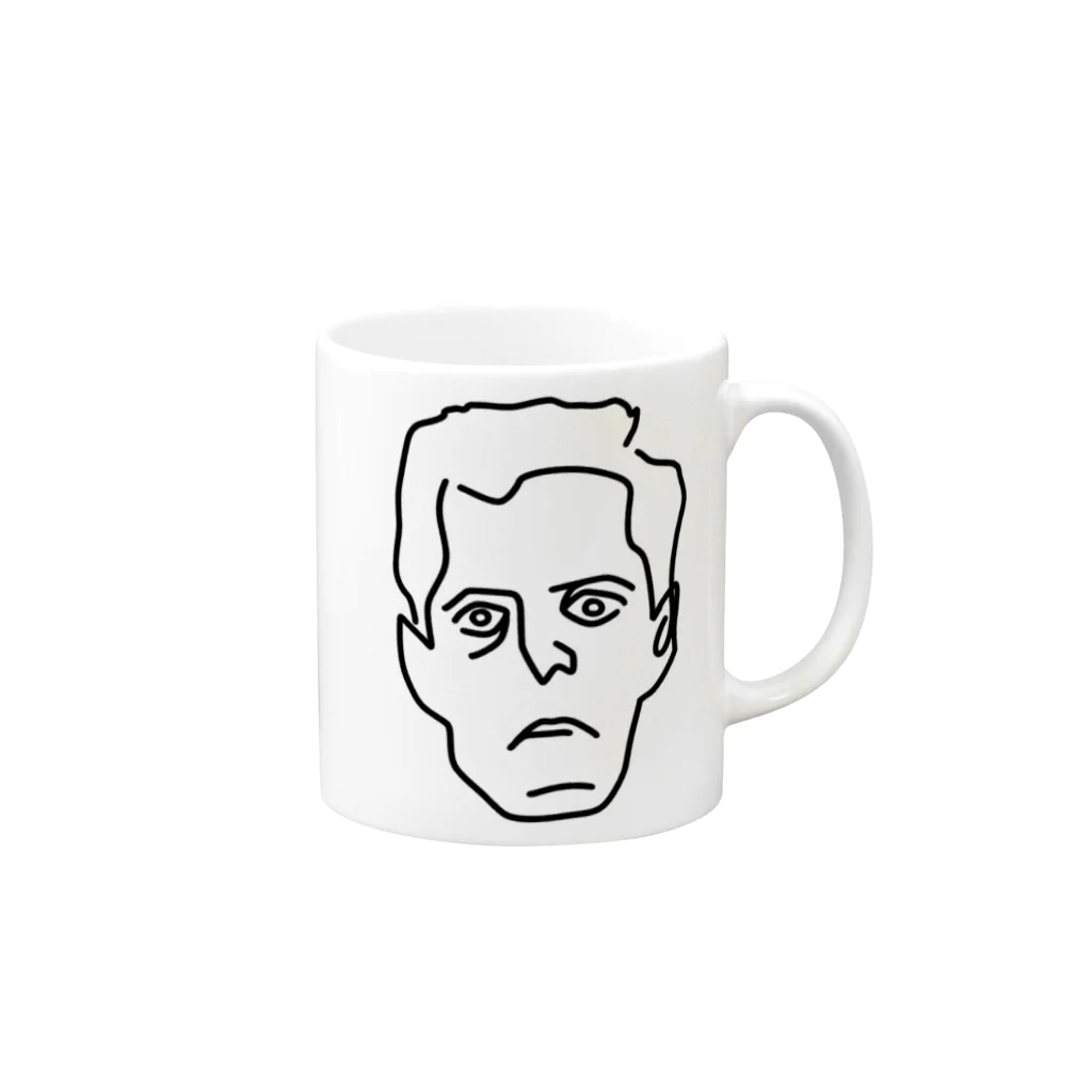 Aliviostaのウィトゲンシュタイン Wittgenstein イラスト 哲学者 偉人アート Mug :right side of the handle