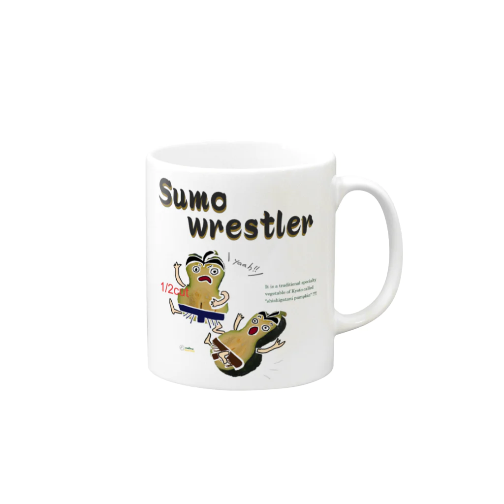 uwotomoの鹿ケ谷かぼちゃ【Sumo wrestler】 マグカップの取っ手の右面