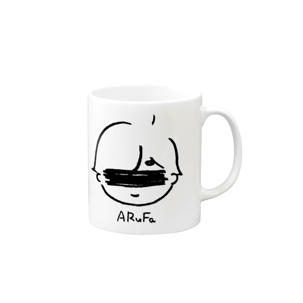 ARuFaの公式グッズ屋さんの心がほっこりする育児マンガ風デザイン Mug :right side of the handle
