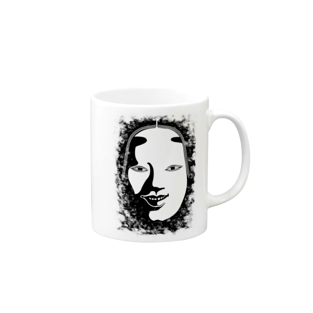 KNS designの能面・女 Mug :right side of the handle