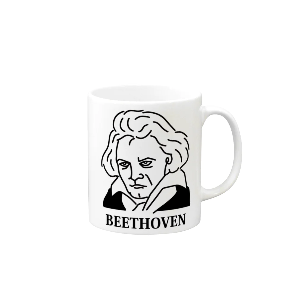 Aliviostaのベートーベン BEETHOVEN イラスト 音楽家 偉人アート ストリートファッション Mug :right side of the handle