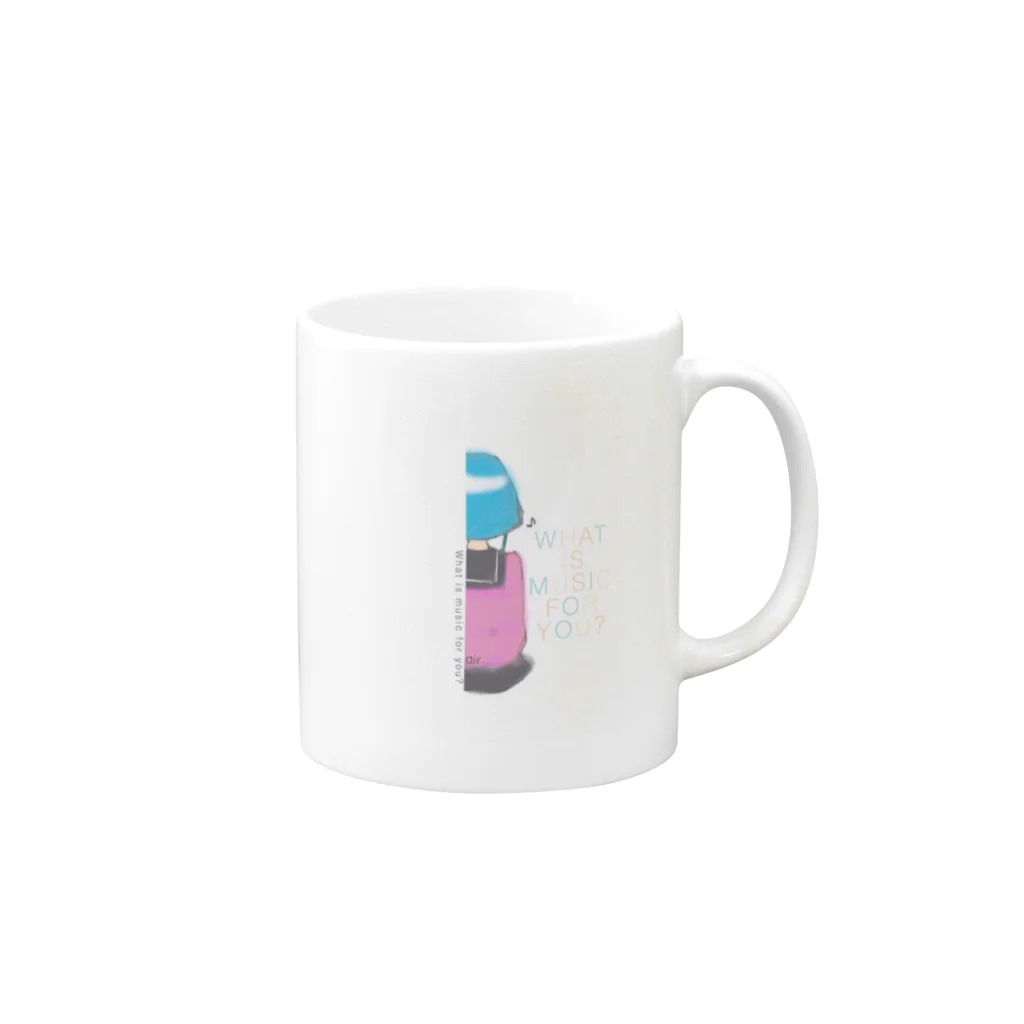 airの音楽を聴いてるボブのおんなのこ Mug :right side of the handle