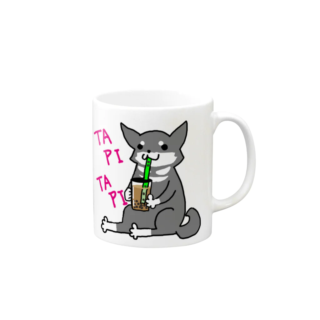 あずき母のタピタピ柴さん（黒柴） Mug :right side of the handle