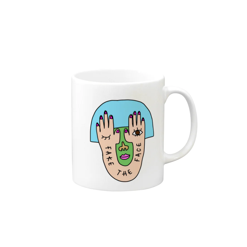 1104のFAKE THE FACE Mug :right side of the handle