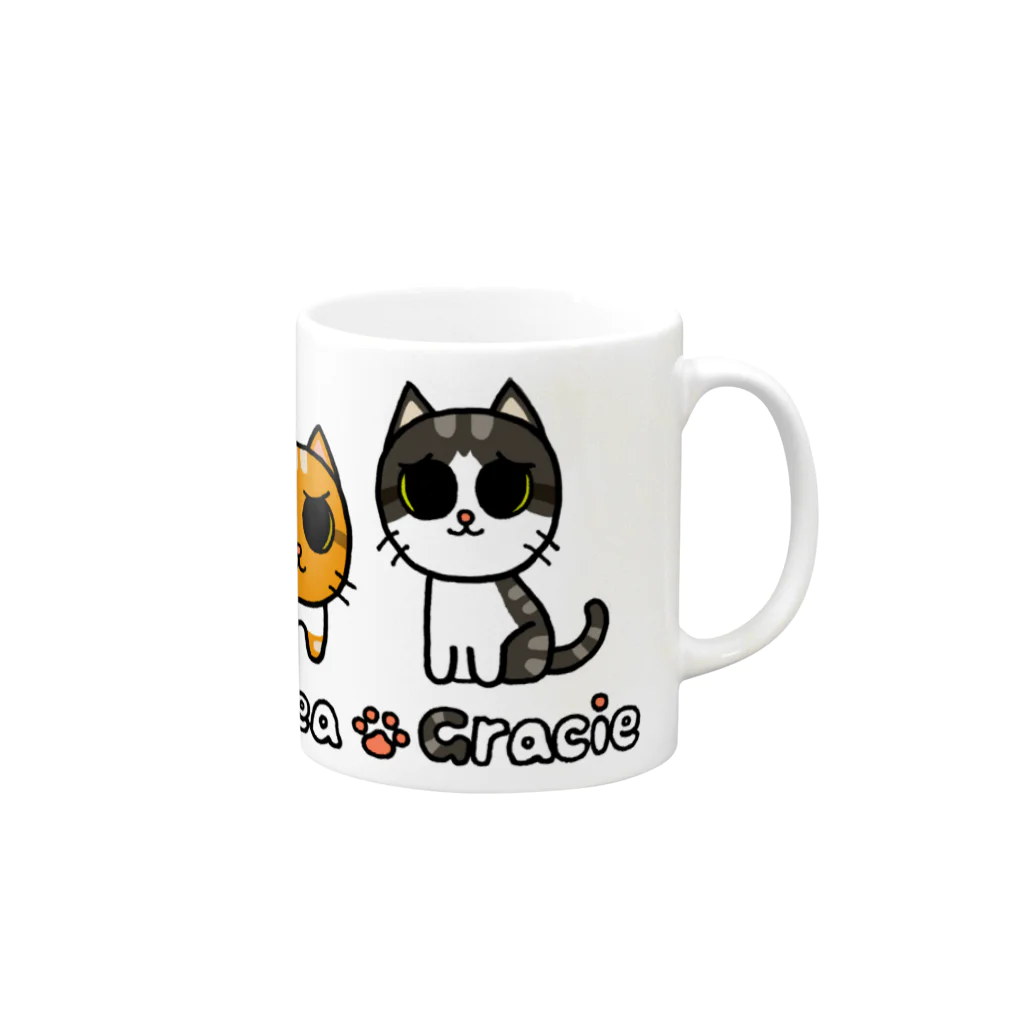 猫部屋のチェルシー&グレイシー Mug :right side of the handle