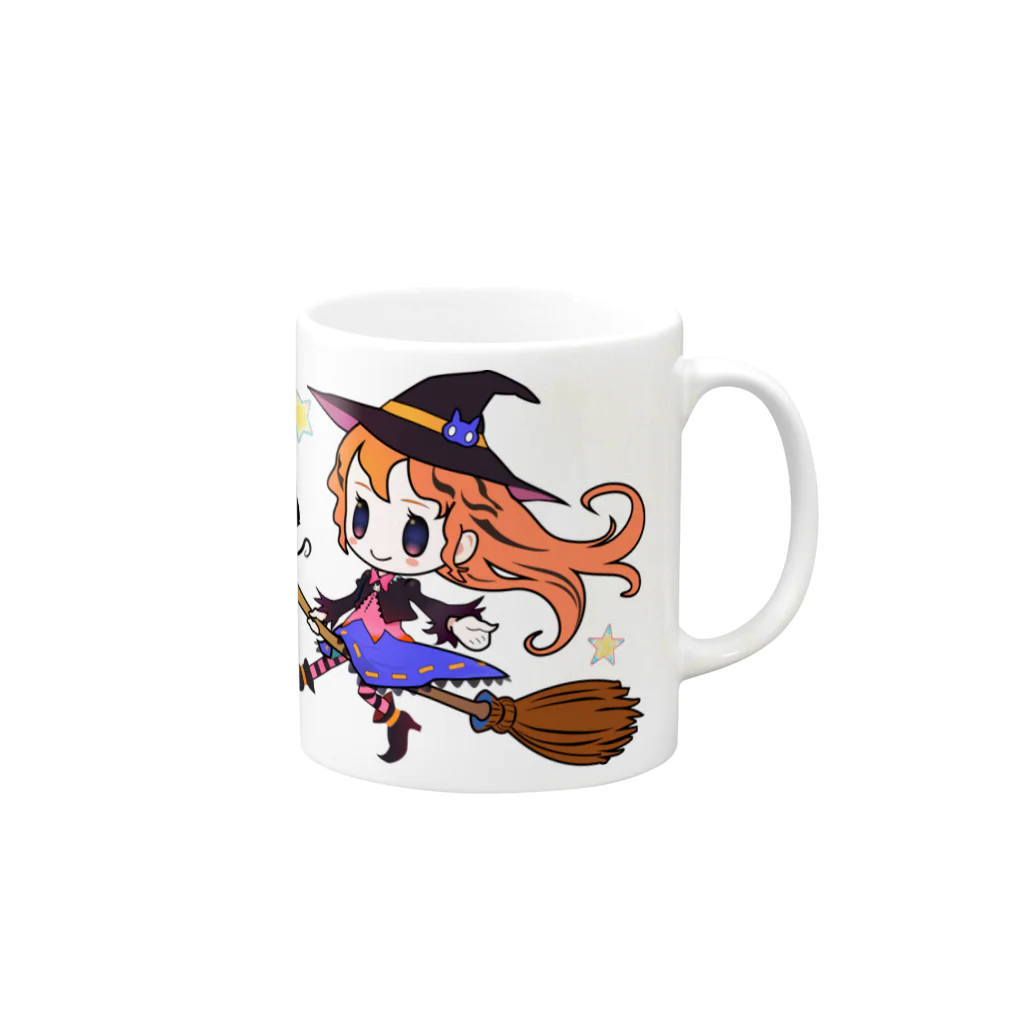 Furoringasの店の黒猫と魔女っぽい娘 Mug :right side of the handle