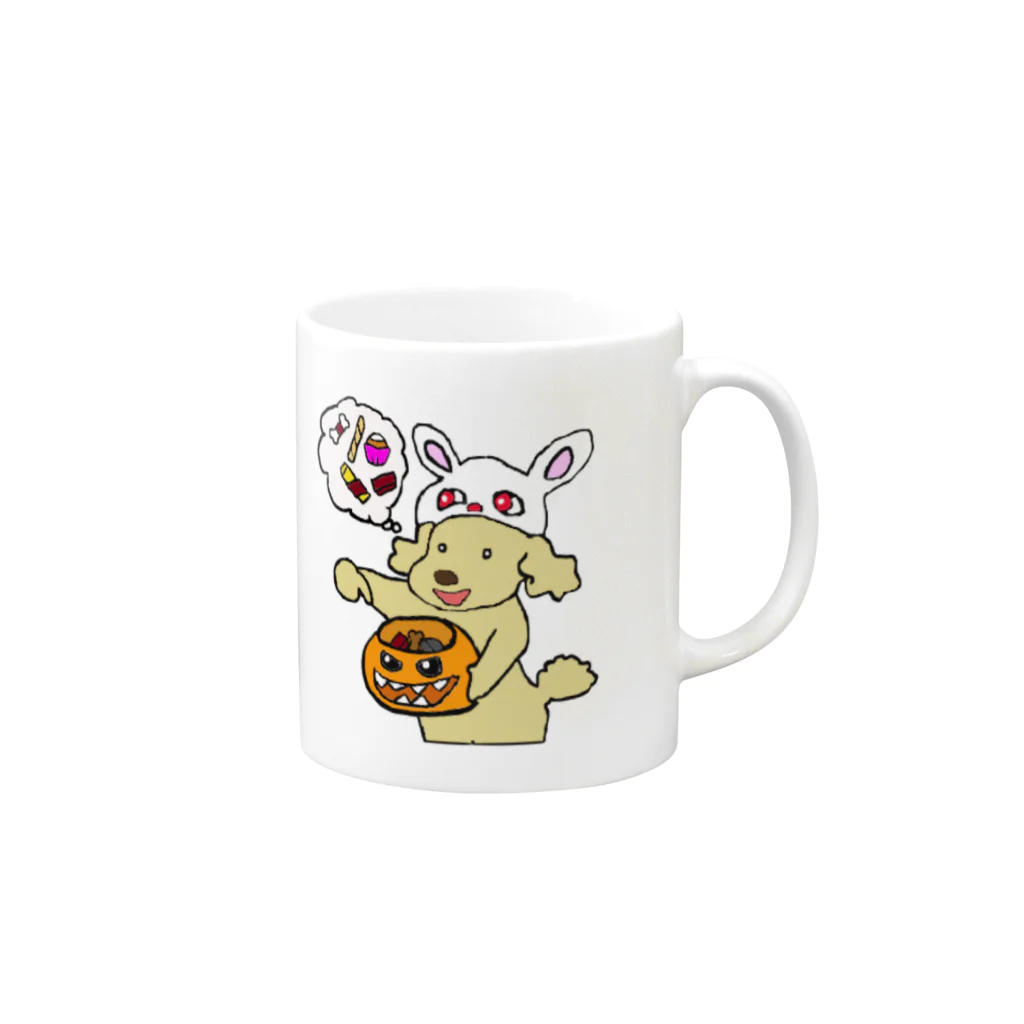 waffleのお菓子をくれなきゃ悪戯するぞ Mug :right side of the handle